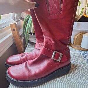 Donald J Pliner red leather boots